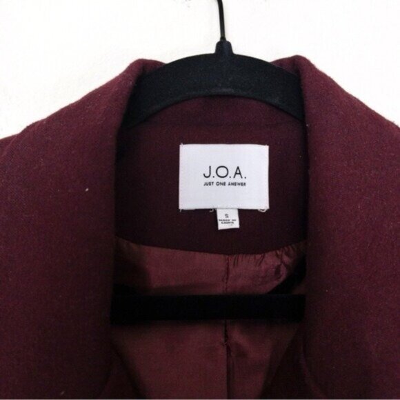 NEW J.O.A Belted Trench Coat S Burgundy Maroon Tie Cuff Double Breasted Utility - Picture 5 of 12